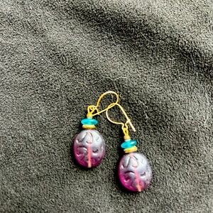 Elegant Purple and Gold Earrings